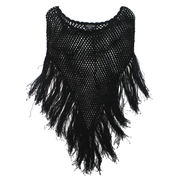 90s Crochet Fringe Poncho (S/M)