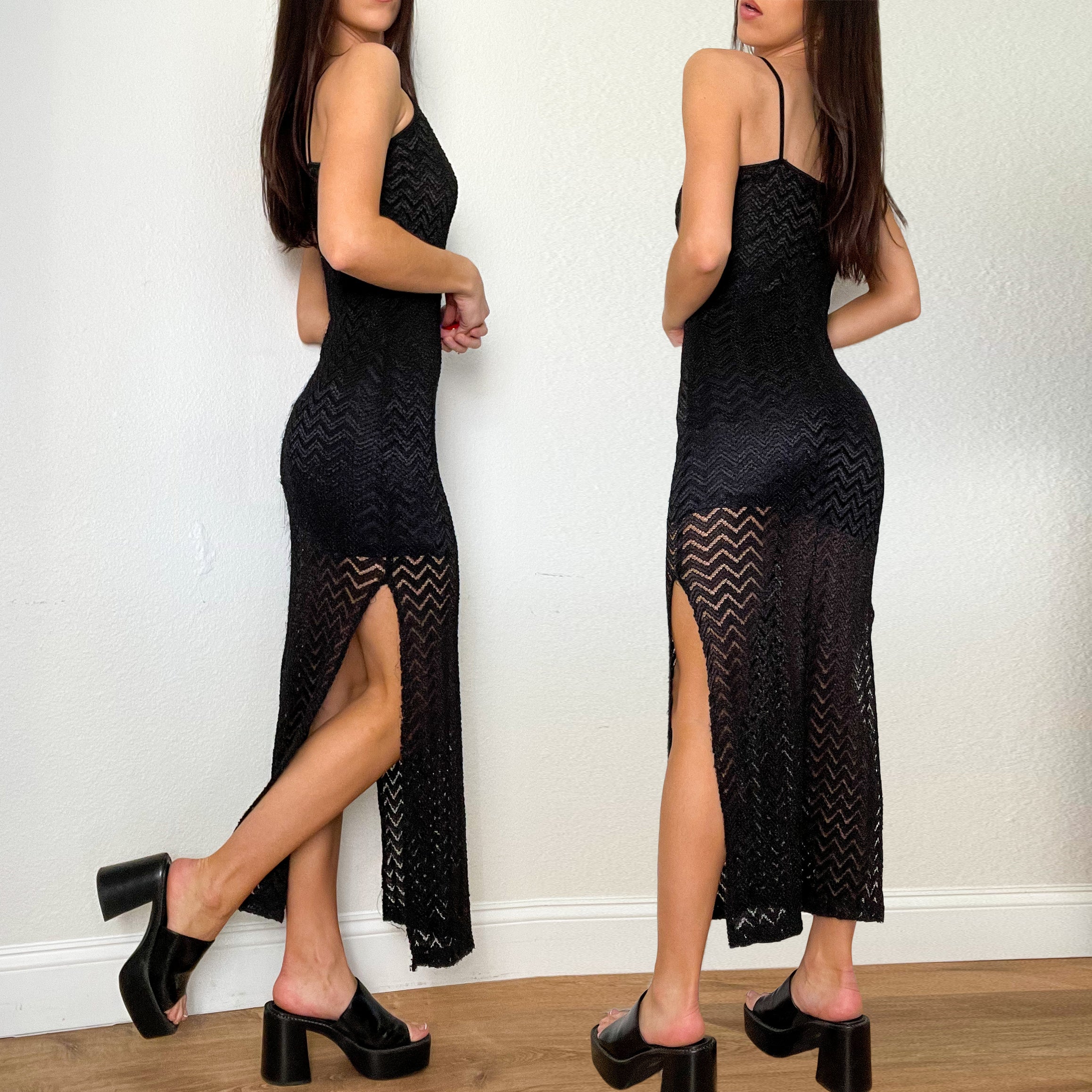 Black Crochet Maxi Dress (S)