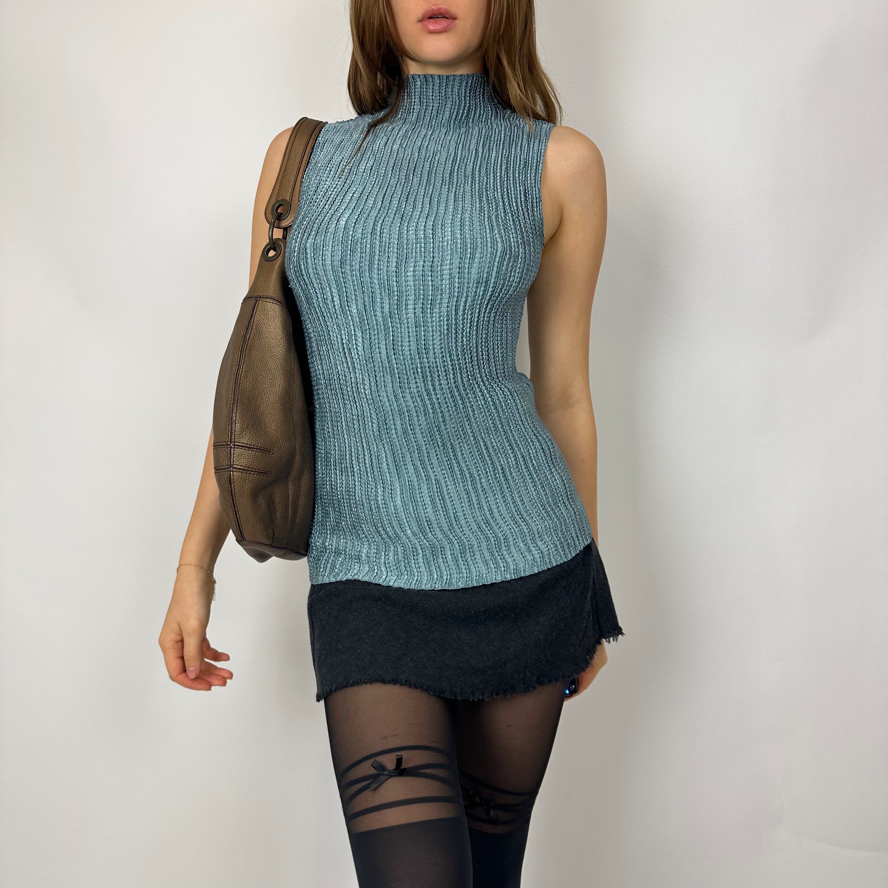 Vintage Muted Blue Scrunch Tank Top (O/S)