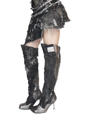 Dark Gray Knee High Boots (5-13)