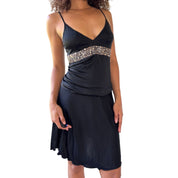 Vintage Slinky Dress with Embellished Waist (M)