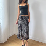 Vintage Cheetah Print Slinky Skirt (S)