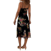 Vintage Floral Silk Mesh Midi Dress (S/M)