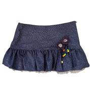 Vintage Italian Mini Skirt with Beaded Flower Detail (S)