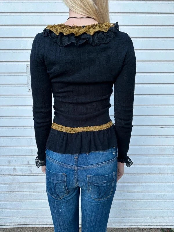 Vintage Italian Gothic Lace Up Longsleeve (S)
