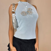 Vintage Silk Knit Top with Sequin (S)