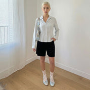 Vintage 90s Pastel Blue Silk Blouse (S)