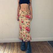 00s Floral Mesh Maxi Skirt (XS/M)