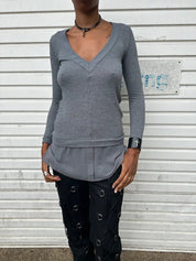 Vintage Italian Intimissimi Wool Layered V Neck Longsleeve (S)