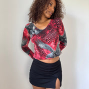 Vintage Italian Graphic Slinky Top (M)