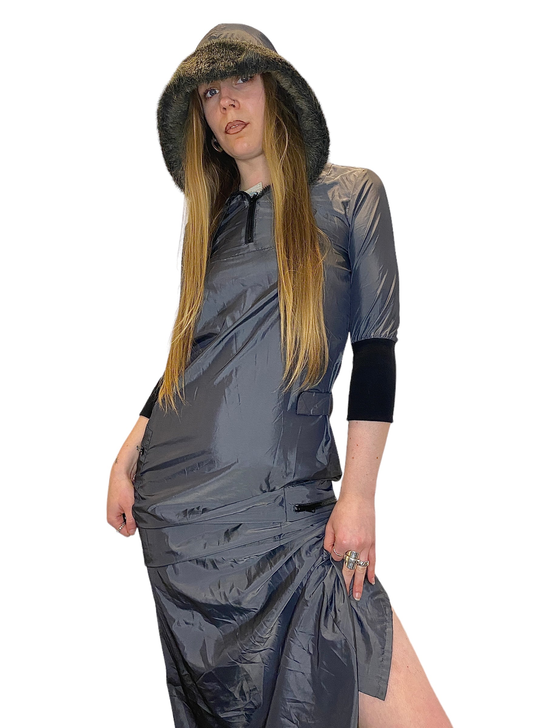 Deadstock Kookai 90s Rave Cyber Hooded Dress (S)