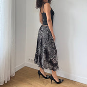 Vintage Cheetah Print Slinky Skirt (S)