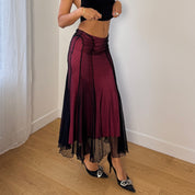 Sonia Fortuna Red Slinky Skirt layered with Black Mesh (XS/S)