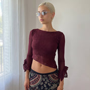 Vintage Italian Floral Lace Mesh Top (S)