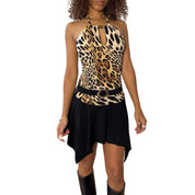 Vintage Cheetah Print Slinky Dress (S)