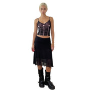 Vintage Italian Pink Black Mesh Cami (S)