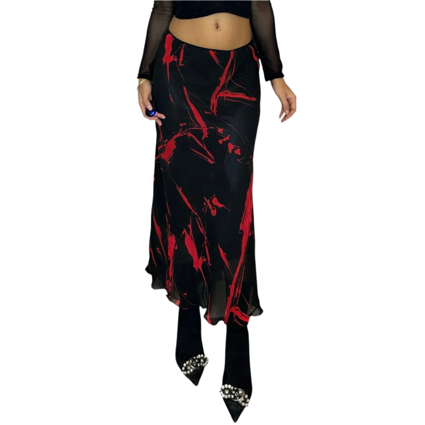 Vintage Graphic Mesh Skirt (S)