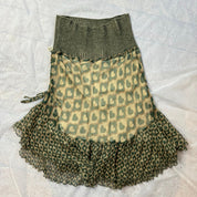 Vintage Silk Asymmetric Midi Skirt (S/M)