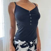 Vintage Italian Black Slinky Top (S/M)