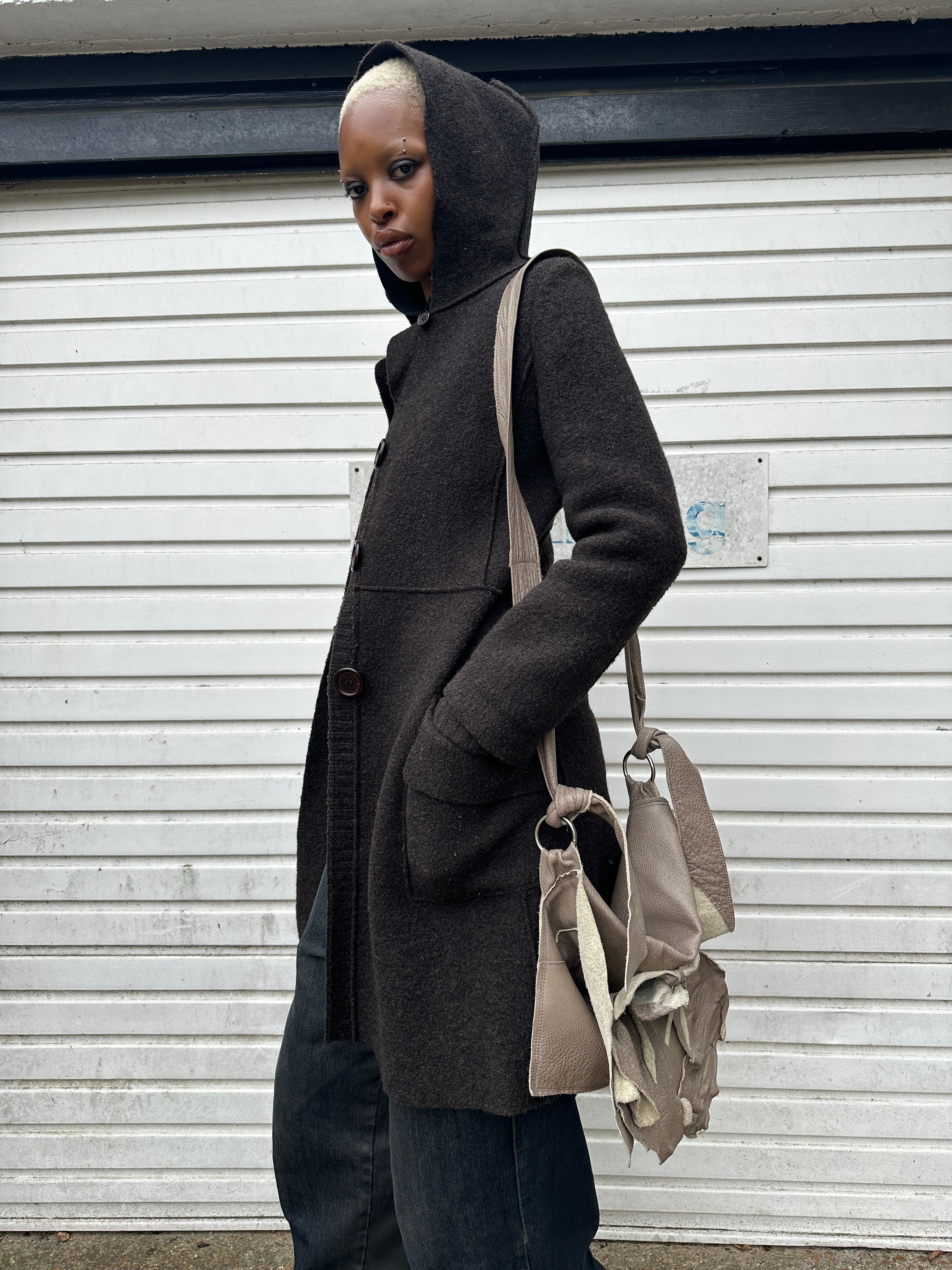 Vintage Cop Copine Gothic Hooded Button Coat (S)
