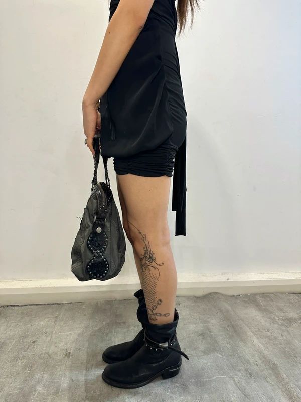 Vintage Designer Italian Avant Garde Black Mini Dress (S)