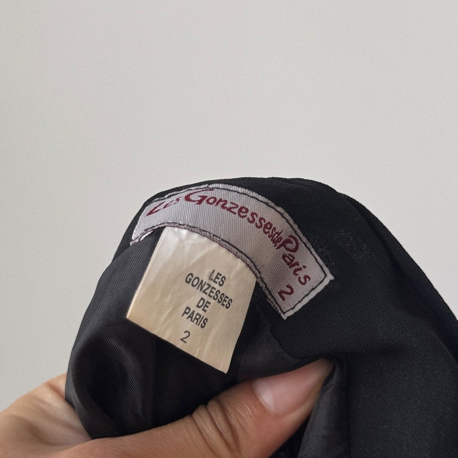 Vintage French Black Mesh Maxi Skirt (S)