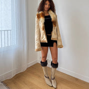 Vintage Italian Suede Jacket with Fur Collar (S/M)