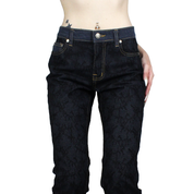 90s Caché Lace Flare Jeans (XS)