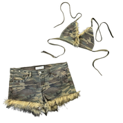 Camo and Fur Short Set (L)
