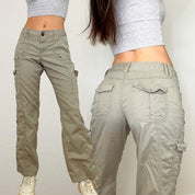 Tan Low Rise Y2K Cargo Pants