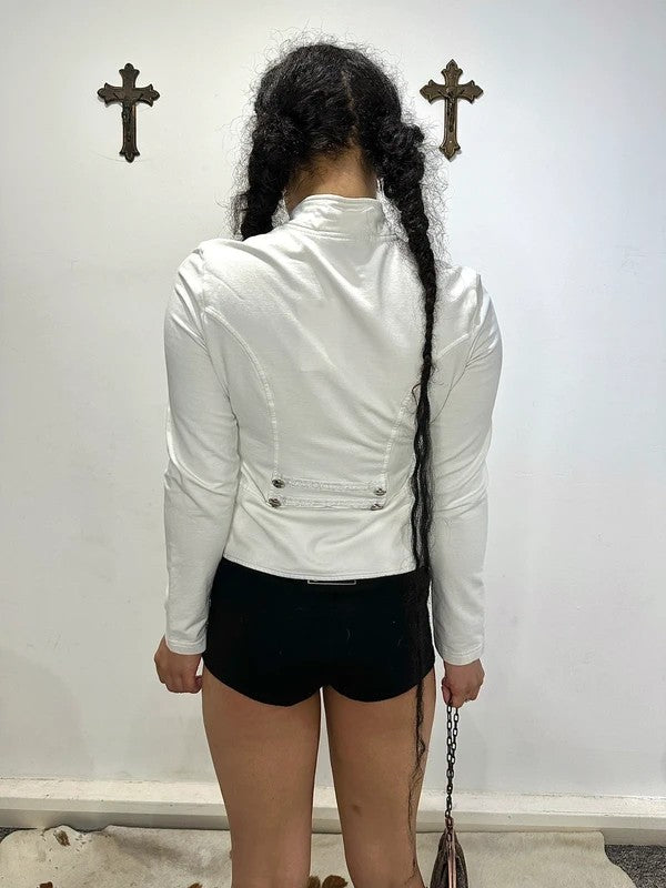 Vintage Jersey Military Cropped Zip Up Jacket (S)