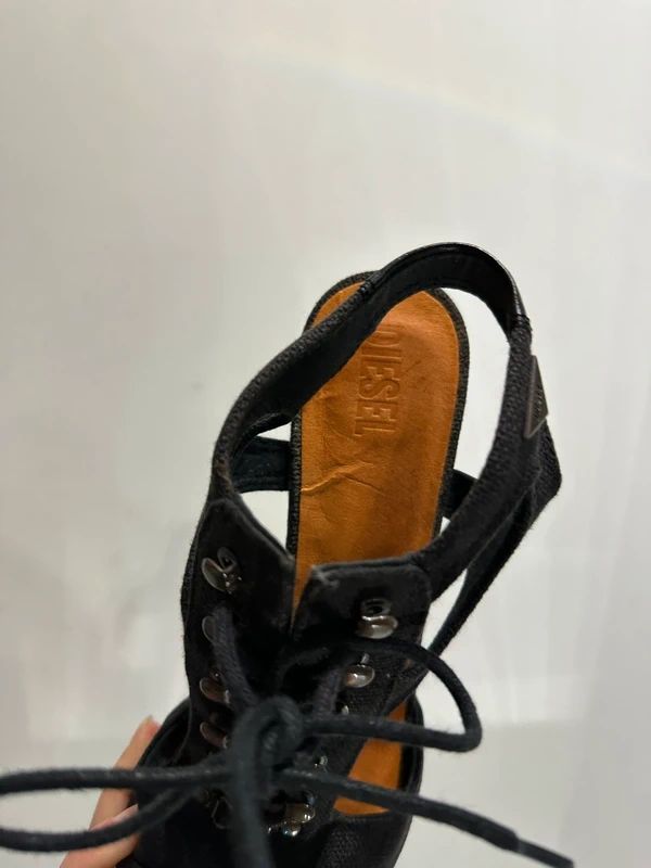 Vintage Diesel Lace up Open Toe Strap Stiletto Heels (US 8)
