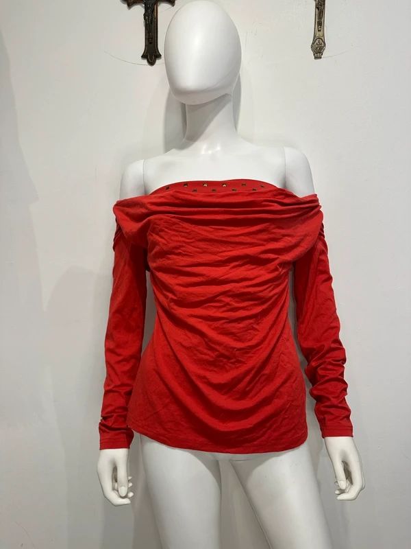 Vintage Y2K Draped Neck Longsleeve top (S/M)