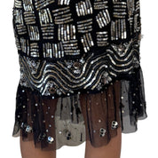 Vintage Sequin Embellished Mesh Skirt (S/M)