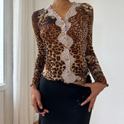 Vintage French Mesh Cheetah Print Cardigan (S)