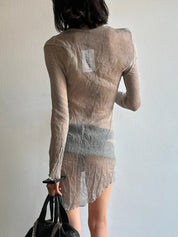Vintage Italian Sheer 100% Silk Button Up Cardigan (XS/S)