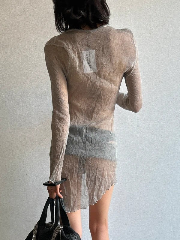 Vintage Italian Sheer 100% Silk Button Up Cardigan (XS/S)