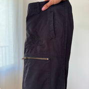 Vintage Black Cargo Parachute Pants (M)