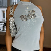 Vintage Silk Knit Top with Sequin (S)