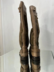 Vintage Brown Suede Knee High Calf Boots (UK 4)