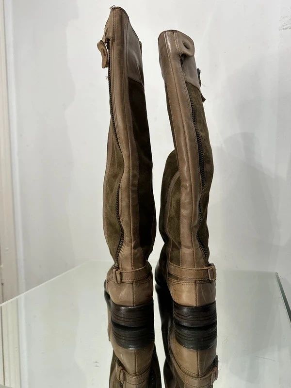 Vintage Brown Suede Knee High Calf Boots (UK 4)