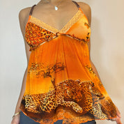 Vintage 00s Cheetah Mesh Cami Tank (S)