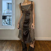 Vintage 00s Brown Silk Dress (M)