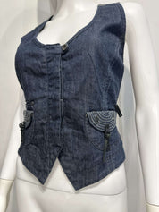 Vintage Italian Denim Gothic Waistcoat (S)
