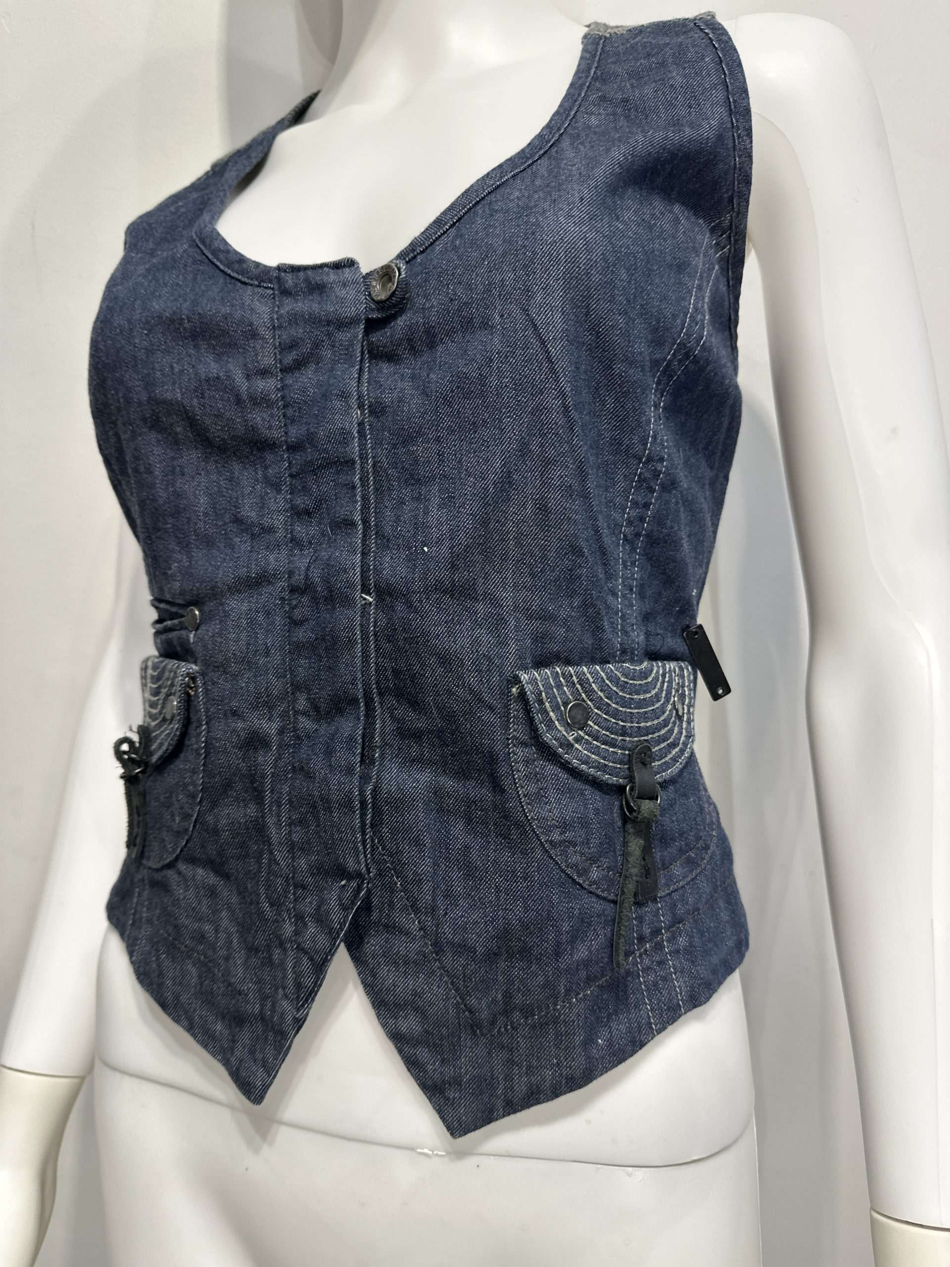 Vintage Italian Denim Gothic Waistcoat (S)