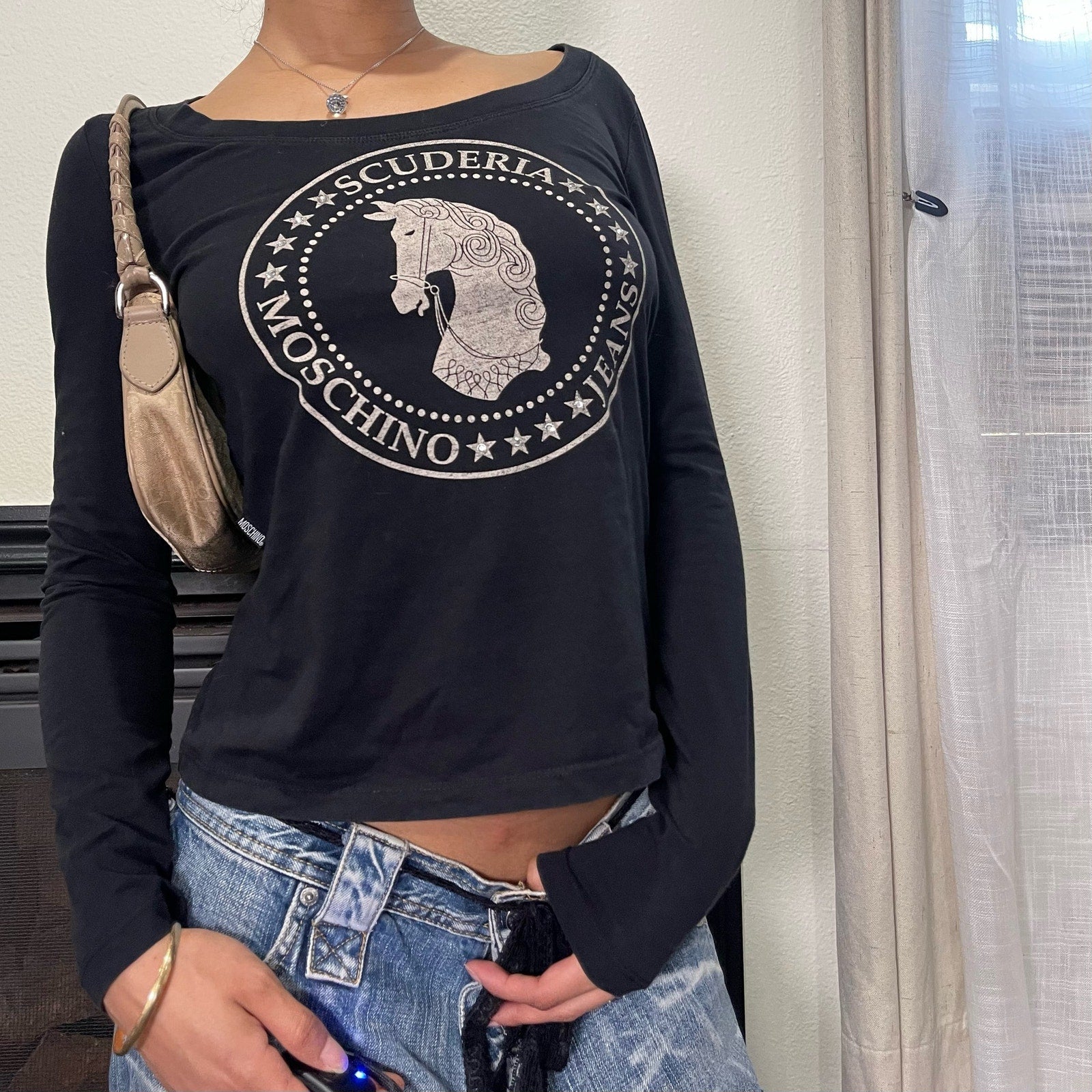Moschino black graphic baby tee (S/M)