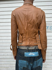 Vintage Brown Buckle Italian Leather Jacket (S)