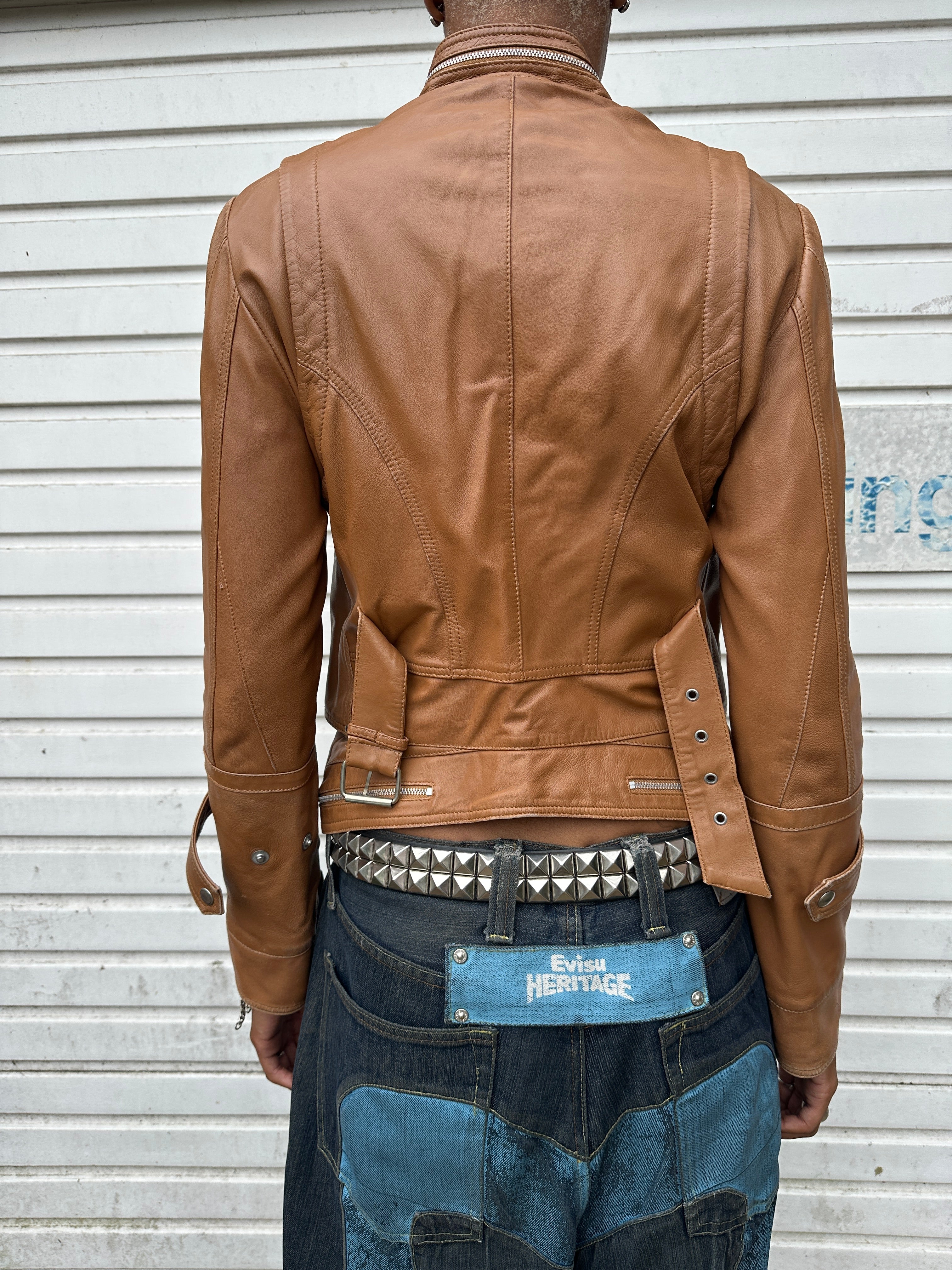 Vintage Brown Buckle Italian Leather Jacket (S)