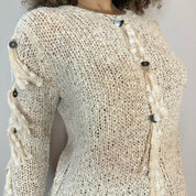 Vintage cream sheer crochet knit sweater (S/M)