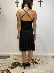 Vintage Italian Miss Sixty Black Spaghetti Strap Slinky Dress (S)
